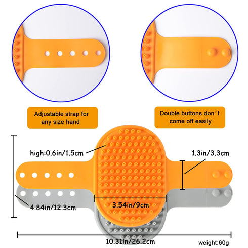 Dog Bath Brush, 2 Pcs Dog Grooming Brush Rubber Dog Wash Brush Dog Shampoo Shower Shedding Bathing Brush for Short Long Haired Dogs Cats with Adju...