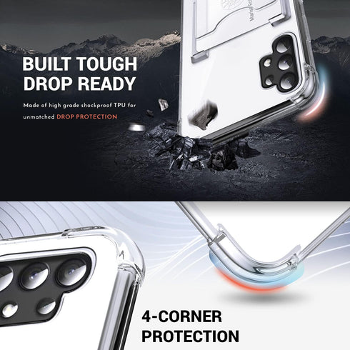 Shields Up for Samsung Galaxy A32 5G - Minimalist Wallet Case with Card Holder & Ring Kickstand, Drop Protection Slim Protective Cover - Clear...