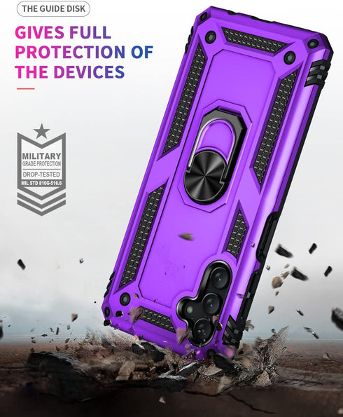 Galaxy A13 5G & A04s Purple Case: Military-Grade, Car Mount, Ring Stand, HD Screen Protector, Shockproof...
