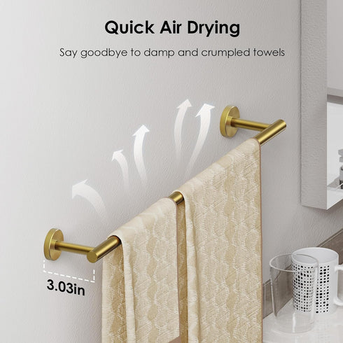 FORIOUS Towel Bar 7.3 Inch Center to Center, Brushed Gold Bathroom Towel Rack 304 Stainless Steel, Wall Mounted Towel Holder for Bathroom, include...