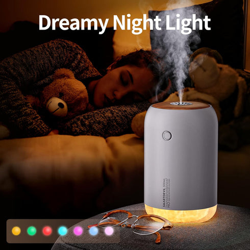 SmartDevil Portable Mini Humidifier, 500ml Small Desk Humidifier, USB Personal Desktop Humidifier for Bedroom, Office, Travel, Plants, Auto Shut-O...