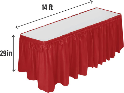 DecorRack 2 Pack Table Skirts, 29 in x 14 ft Each, Multi Pack -BPA Free- Plastic Tableskirt, Disposable, Reusable, Rectangular Tablecloth Skirt, R...