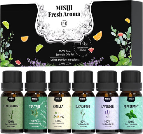 Essential Oils Set Top 6 Aromatherapy-Essential Oils for Diffuser for Home,Air Freshening Diffuser Oils Scents for aromatherapy,Laundry,Candle&Soa...