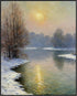 Posterizer 1 pcs-a lake in snowy winter-in oil painting style-2-Landscape & Nature Art-GIft for Men Women Teens-Dining Room Decor- unframed wall a...