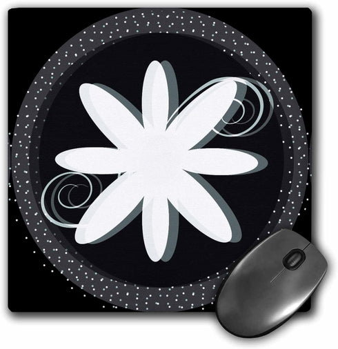 3dRose LLC 8 x 8 x 0.25 Inches Mouse Pad, Dots White Flower - Whimsical Floral Art (mp_52806_1)...