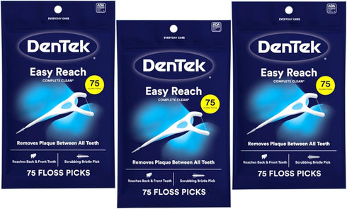 DenTek, Complete Clean Floss Picks 75 Floss Picks Pack of 3, 225 Count...