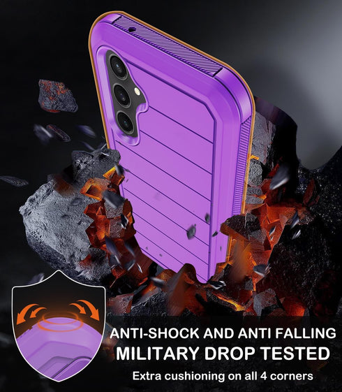 for Samsung Galaxy S24 Case with Belt Clip Holster & Kickstand,Built-in Screen Protector,Heavy Duty Shockproof Drop Protection Military Grade Full...