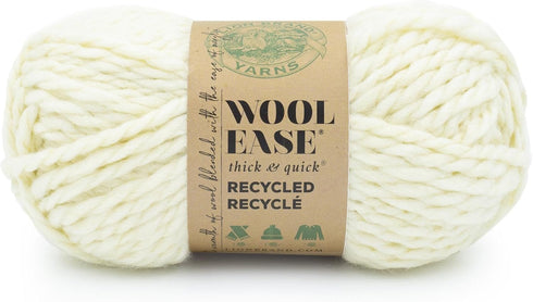 Lion Brand Yarn Wool-Ease T&Q Recycled, Bulky Yarn for Crochet, Cream, 1 Pack......