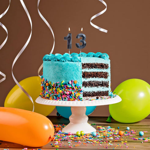 Nuanchu 13th Birthday Candles Black Number 13 Candles Happy Birthday Cake Topper 3D Diamond Shape Numeral Candles Decoration for Boy Girl Women We...