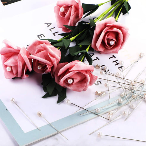 Zonon 300 Pieces Corsages Pins Pearl Pins Wedding Floral Bouquet Pins Flower Pins Diamond Head Pins Straight Pins for Weddings Anniversary Flower ...