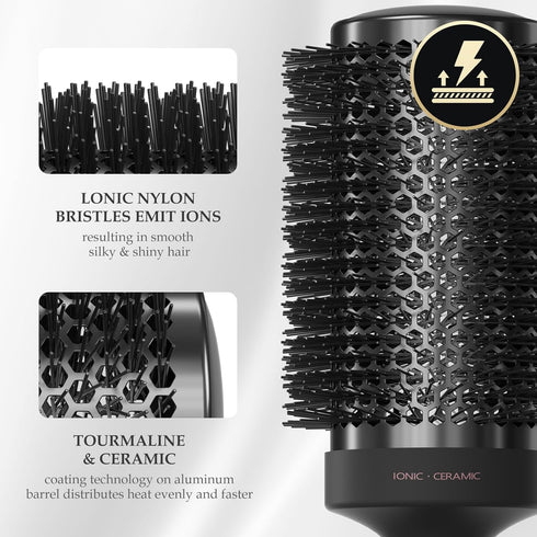 2 in 1 Ceramic Round Brush for Blow Drying,Great for Cut Drying Time,for Hair Styling, Anti-static Brush, Enhance Texture Volume, for Women & Men....