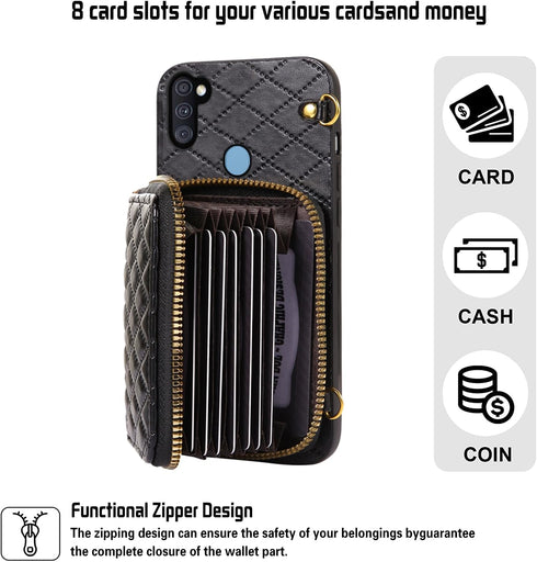 Furiet Detachable Crossbody Strap Wallet Case for Samsung Galaxy A11/M11 with Zipper Purse, Multi Card Slots and PU Leather Stand Shockproof Cell ...