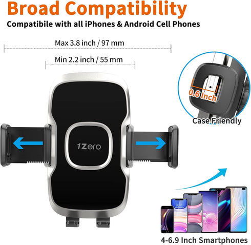 1Zero Solid Car Truck Phone Mount Holder with 14-Inch Gooseneck Long Arm, Windshield Window Mobile Holders w/Industrial-Strength Suction Cup, Anti...