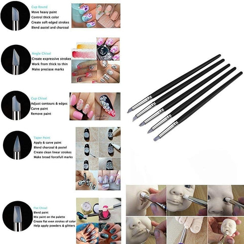 COMIART 5pcs Flexible Clay Sculpture Tools Silicon Color Shapers Brushes Size 2...