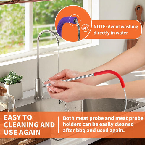 2-Pack Pellet Grill Temperature Meat Probe Compatible with Rec Tec Grills, Thermometer Meat Probe Replacment for RecTeq Grill, with 2-Pack Probe H...