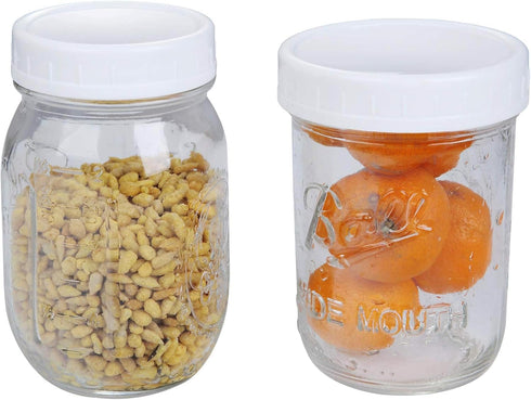 16Pcs Plastic 8 Regular Mouth Lids and 8 Wide Mouth Plastic Storage Caps for Mason Jars, White...