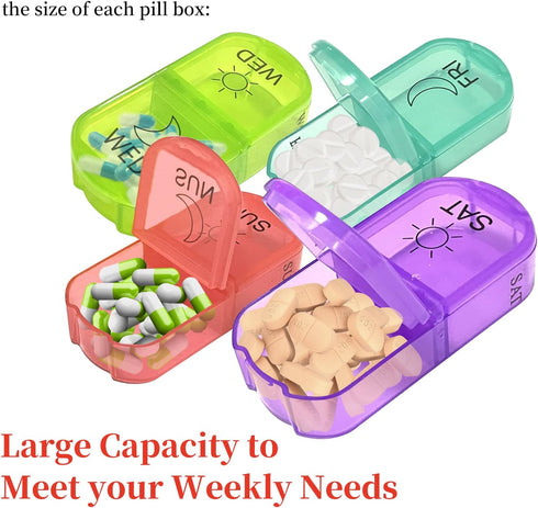 Weekly Pill Organizer with Pill case 2 Times a Day, 7 Day AM/PM Pill Case Portable Travel Pill Box with Storage Bag for Hold Vitamins, Supplements...