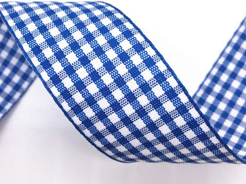 VIVIQUEN Blue Gingham Ribbon Checkered Ribbon 1-Inch 25 Yard Each Roll 100% Polyester Woven Edge (Blue)...