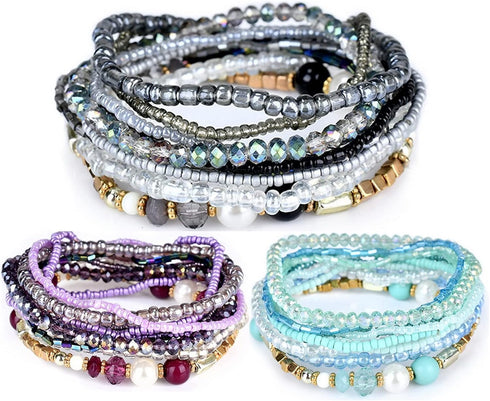 MengPa Beaded Bracelets for Women Trendy Stacks Boho Bead Bracelet Pack Friendship Jewelry...