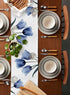 Floral Table Runner-Blue Tulip Cotton Linen-Long 72 inche Dresser Scarves,Flower Rustic Tablerunner for Kitchen Coffee/Dining Table Bedroom Home L...