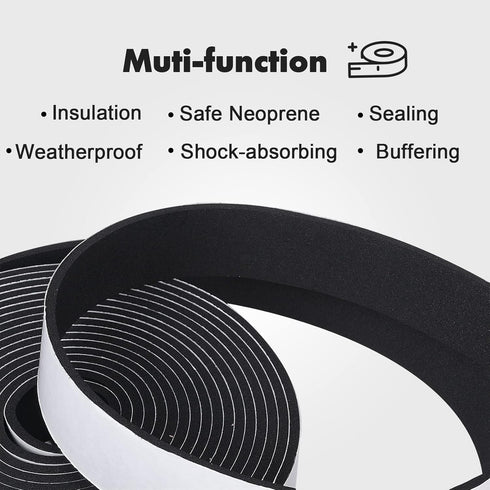 Weather Stripping Door Seal, 1/4 Inch W X 1/8 Inch T Adhesive Foam Tape, Window Door Draught Excluder Air Conditioner Gasket Foam Tape, Total Leng...