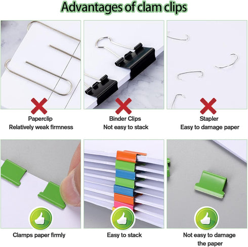 2Pcs Paper Clip Dispenser, Handheld Paper Clam Clip Dispenser with 100 Pcs Paper Clam Clip, 2Pcs Clam Clip Dispenser, Mini Push Stapler, Clam Clip...