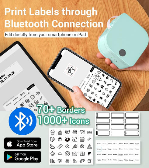 Phomemo Label Makers Machine with Tape, Portable Bluetooth Label Printer, Mini Label Maker Sticker Maker Handheld Labeler with Multiple Template I...