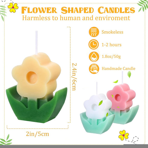 3 Pcs Flower Shaped Scented Candle Set Soy Wax Candle Decor for Table Fireplace Room Aesthetic Cute Gifts for Women Birthday Anniversary Party Fav...