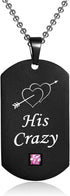 His Crazy Her Weirdo Couple Pendant Necklaces His & Hers Matching Set Titanium Stainless Steel Couple Pendant Necklace Engraved Jewelry Set, Perfe...