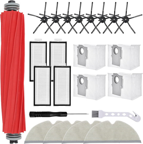 Leadaybetter 21 Pcs Replacement Parts for Roborock Q7 / Q7+ / Q7 Max / Q7 Max+ Vacuum Cleaner, includes 1 Rubber Roller Brush, 4 HEPA Filters, 8 s...
