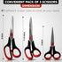 Scissors All Purpose Heavy Duty Pack of 3 – Ultra Sharp Stainless Steel Craft Scissors – Ergonomic Handle Office Scissors with Comfortable Non-Sli...