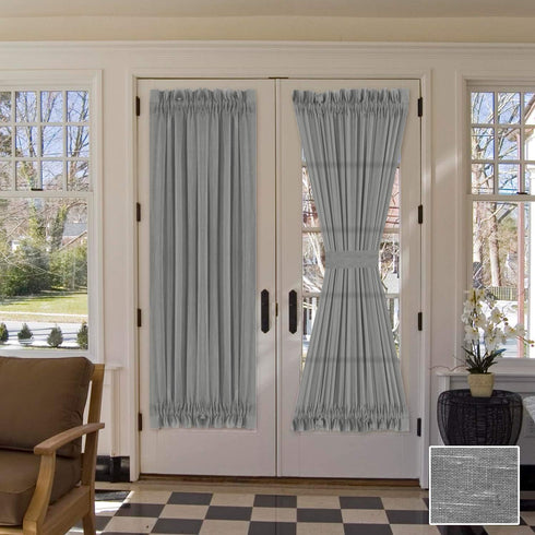H.VERSAILTEX Linen French Door Curtains Semi Sheer Light Reducing Privacy Doors Window Cover with Tieback | Rod Pocket 1 Panel Door Shades for Gla...