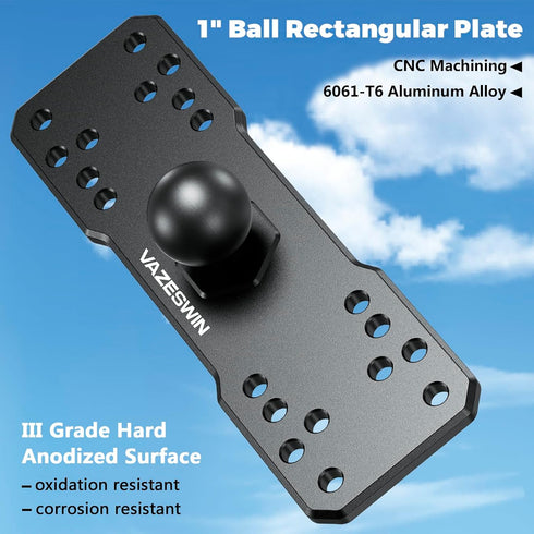 1" Ball Aluminum Alloy Fish Finder Mounting Plate, Universal Marine Electronic Mount Plate for Garmin, Lowrance, Humminbird, Raymarine, for RAM Mo...