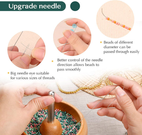Tilhumt Bead Spinner for Jewelry Making, Effortless Rotating Wooden Bracelet Spinner with 50 Letter Beads, 3000 Seed Beads, 2 Big Eye Beading Need...