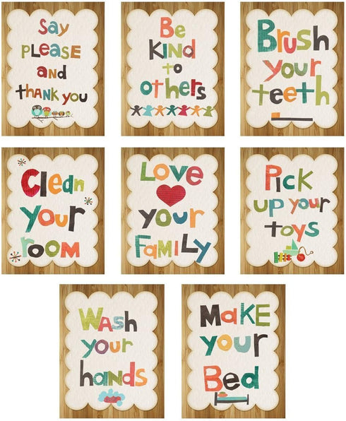 Good Manners 08x10 Inch Print Wall Cards, Nursery Wall Decor, Gender Neutral Kid's Art, Children's Wall Art, Nursery Art, Inspirational Artwork fo...