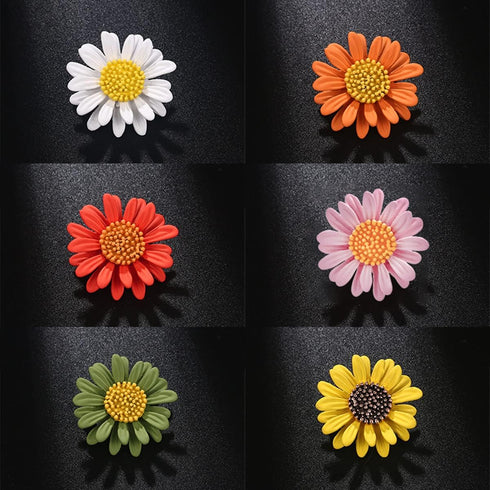 Multicolor Cute Daisy Flower Brooch Pins, Plant Sunflower Suit Lapel Pin,Pink Yellow White Sun Flower Dress Neckline Pin Enamel Charm Daisy Coat C...