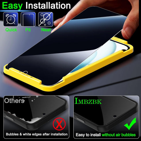 IMBZBK 4 Pack Privacy Screen Protector for iPhone 15 Tempered Glass with 4 Pack Camera Lens Protector, Accessories 9H Anti Spy, 2.5D Curved, Case ...