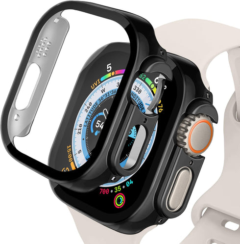 for Apple Watch Case 49mm,Hard Case with Tempered Glass Screen Protector,Watch Cover for Apple Watch ultra/ultra 2 Screen Protector,Ultra-Thin Dur...