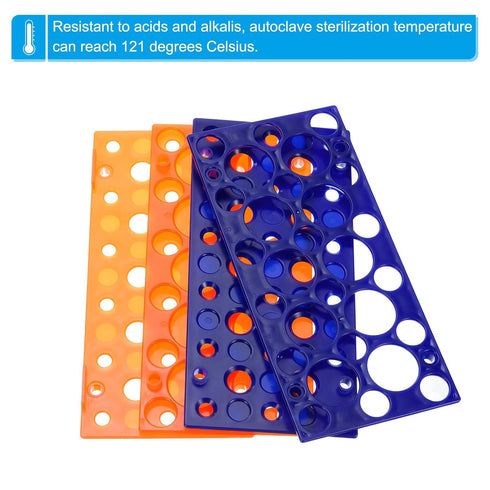 PATIKIL 25 Wells Tube Rack, 2 Pcs Vial Rack Double Layer Multifunction Centrifuge Tube Holder for Microcentrifuge Tubes 10/15/50ml, Blue...