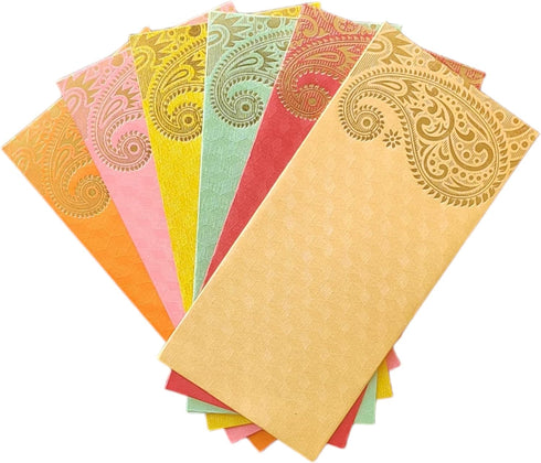 Jhintemetic® - Pack of 25 Matellic 5 Colours of 5 Each Randomly Picked Colourful Designer Shagun Lifafa/Money Gift Envelope with Golden Ambi for G...