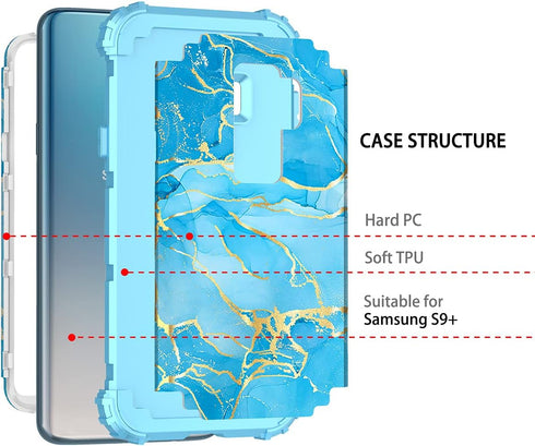 Casetego for Galaxy S9 Plus Case,S9+ Case,Heavy Duty Shockproof 3 Layer Hard PC+Soft Silicone Bumper Rugged Anti-Slip Protective Cases for Samsung...