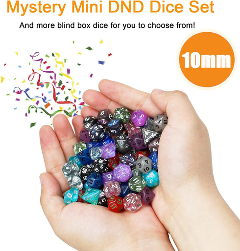 10 Sets Random Assortment Polyhedral RPG Mini Dice (70pcs),Surprise Mystery Mini Dice Set,10mm Mini DND Magic The Gathering Dice Set for MTG,RPG,D...