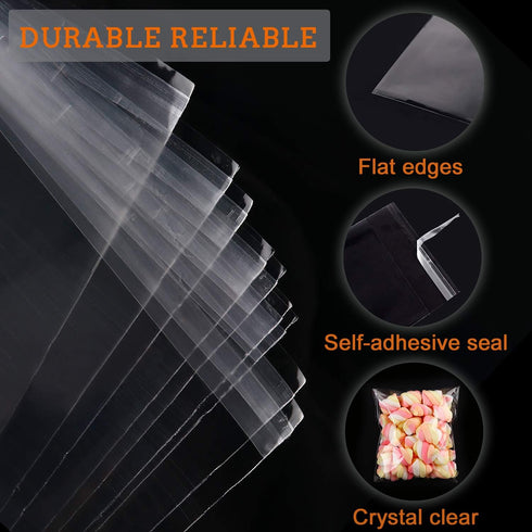 480 PCS Clear Resealable Cellophane Bags 2 Sizes with 180 PCS 3.5×5 Inches, 300 PCSS 4×6 Inches Good for Bakery, Snacks, Candle, Soap, Cookie, Car...
