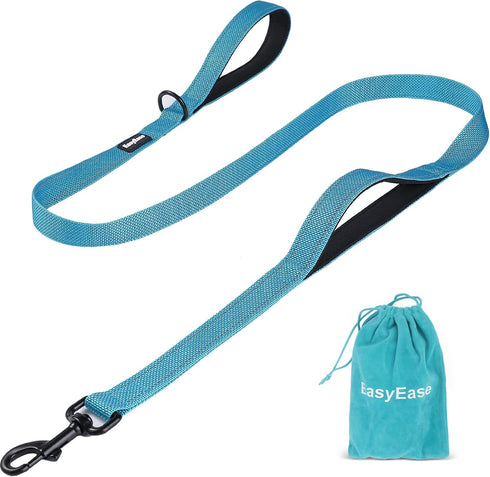 Dog Leash with 2 Comfortable Soft Padded Handles Reflective Heavy Duty Pet Dog Walking Leashes 5FT Blue Durable Dog Training Lead & Traffic Handle...