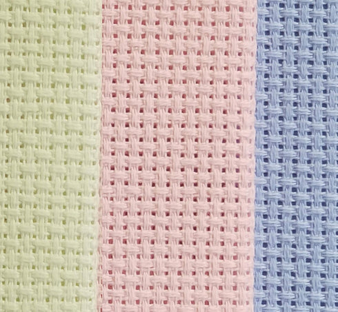 KCS 3 pc of 12" x 18" 14CT Counted Cotton Aida Cloth Cross Stitch Fabric (Light Blue+Pink+Light Green)...