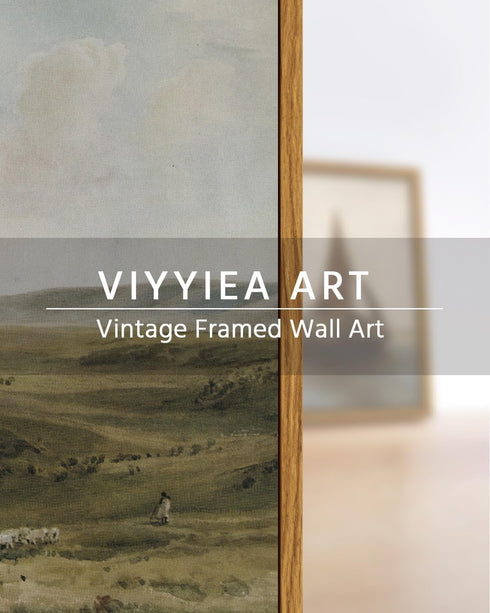 VIYYIEA Framed Farmhouse Wall Art for Living Room Wild Field Landscape Wall Decor for Bedroom Great Plains Scenery Bathroom Wall Decor Traditional...