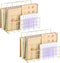 2 Pieces Desk Mail Organizer, Metal Mesh Small File Holders Letter Organizer, Bill/Document/Filing/Folders/Paper Organizer for Desktop (Metal-Gold...