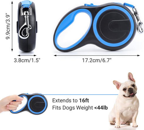 Segarty Dog Leash Retractable, 16ft Heavy Duty Walking Dog Leash for Medium Small Dogs up to 44lb, Anti-slip Handle 360°Tangle-free Nylon Tape, On...