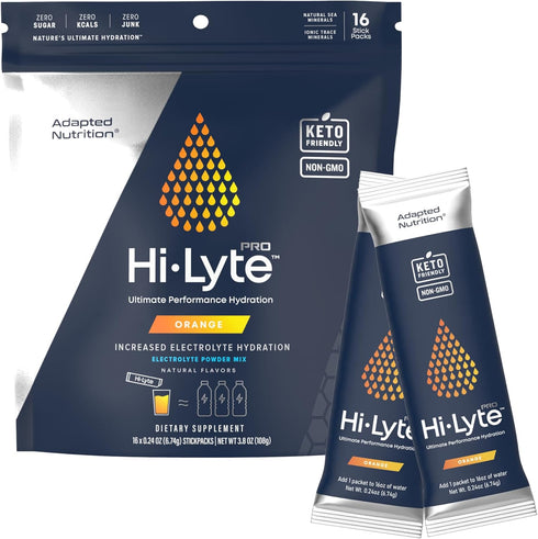 Hi-Lyte Pro Hydration Packets - 16 Individual Drink Packets | Orange | Flavored Electrolyte Powder | Sugar-Free, Zero Carb, Zero Calorie...