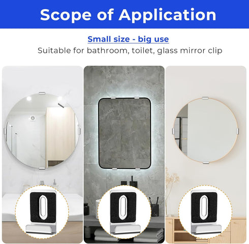 8 Sets of Metal Mirror Hanging Kit, Wall Mounting Mirror Clips for 1/4 Inch Mirror with Screw Rubber Pad, Heavy Mirror Mounting Hardware for Billb...